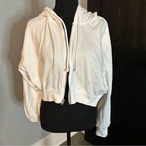 Hollister Cropped White Hoodie